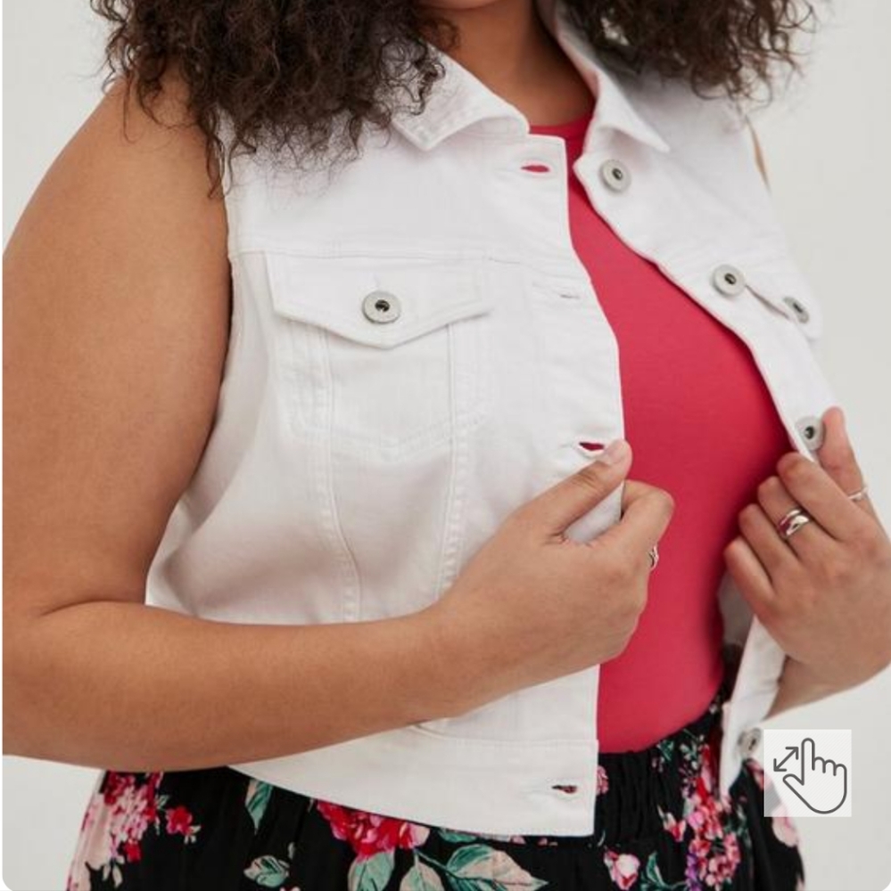 Torrid White Denim Collared Vest Women's Plus Size 4X NWT